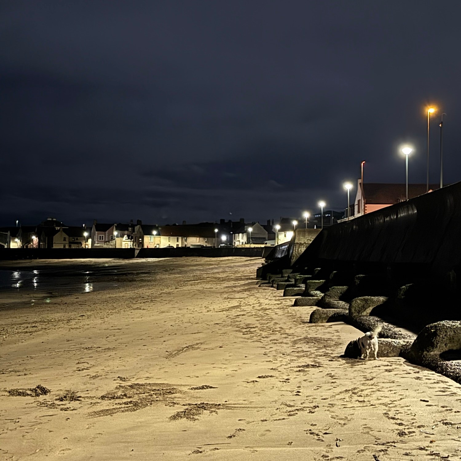 Eyemouth beach on a calm dark evening